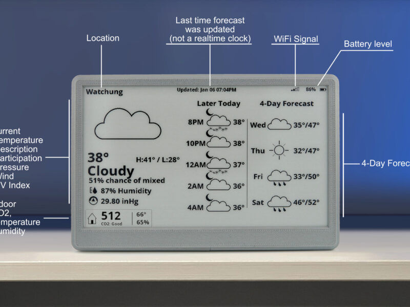WiFi Weather Station 7.5″ (Battery powered) with Apple Weather