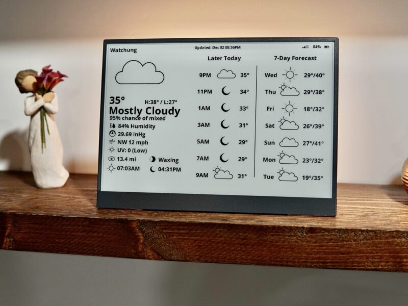 WiFi Weather Station 10.2″ (Battery powered) with Apple Weather